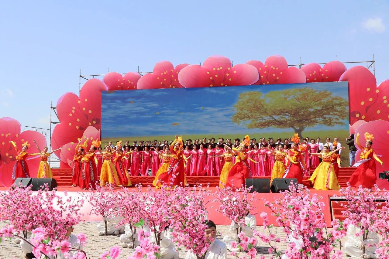 【安丘市】老年大学艺术团参加“桃花踏歌行”2018中国（安丘）桃花节开幕式